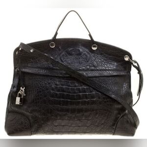 Furla Piper Black Crocodile-Embossed Leather bag